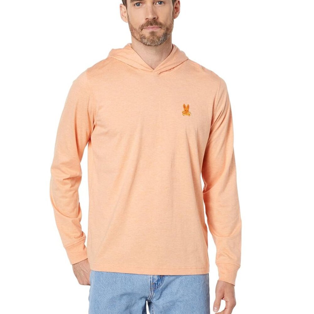 NWT Men Psycho Bunny Timms Pullover Hoodie in Heather Sunset Sky, Size M